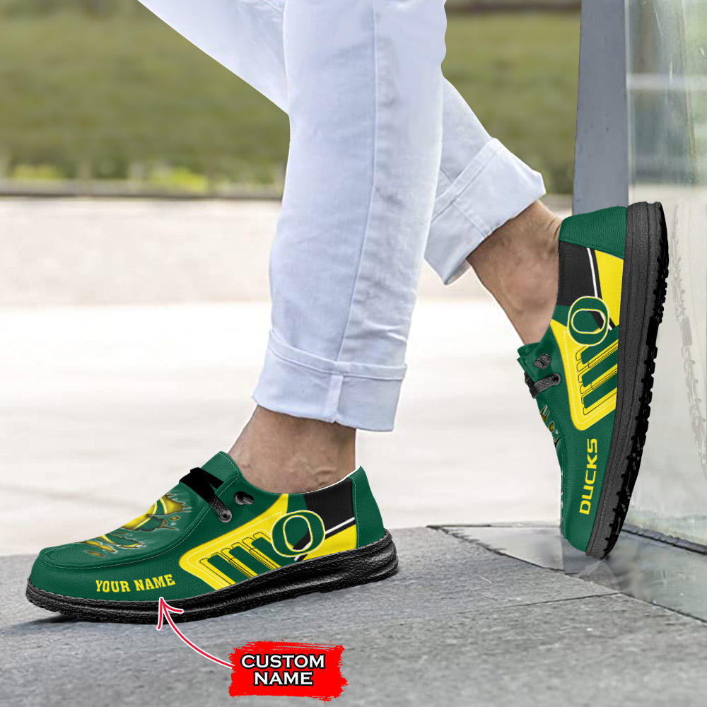 Oregon Ducks NCAA Chaussures de sport personnalisées Hey Dude - Conception de nom personnalisé Cadeau parfait pour les fans Oregon Ducks NCAA Chaussures de sport personnalisées Hey Dude - Conception de nom personnalisé Cadeau parfait pour les fans