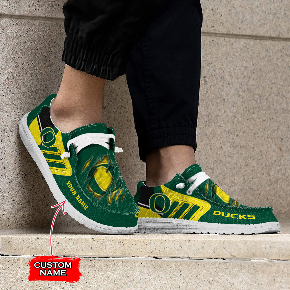 Oregon Ducks NCAA Chaussures de sport personnalisées Hey Dude - Conception de nom personnalisé Cadeau parfait pour les fans Oregon Ducks NCAA Chaussures de sport personnalisées Hey Dude - Conception de nom personnalisé Cadeau parfait pour les fans