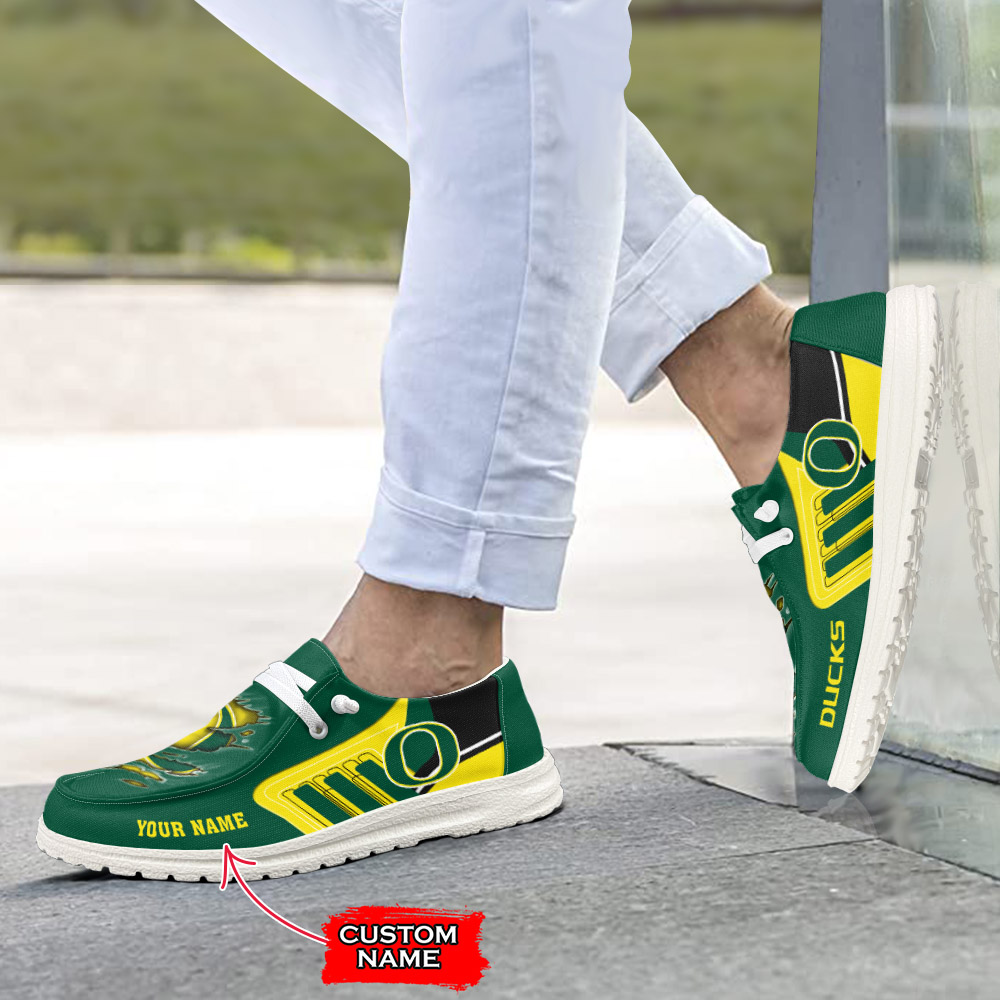 Oregon Ducks NCAA Chaussures de sport personnalisées Hey Dude - Conception de nom personnalisé Cadeau parfait pour les fans Oregon Ducks NCAA Chaussures de sport personnalisées Hey Dude - Conception de nom personnalisé Cadeau parfait pour les fans